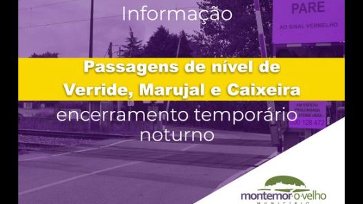Passagens de nível de Verride, Caixeira e Marujal encerram à noite até 13 de agosto
