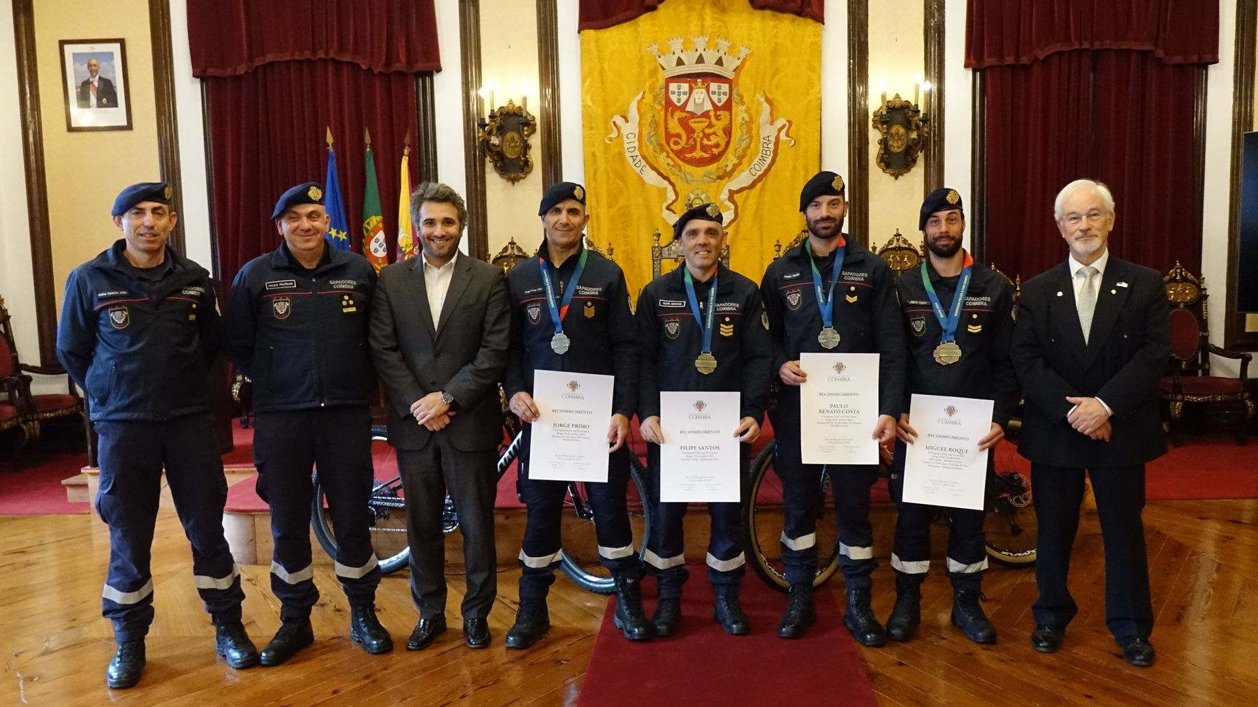 Os Bombeiros Sapadores Miguel Roque, Filipe Santos, Jorge Primo e Paulo Renato Costa conquistaram quatro medalhas de ouro, uma de prata e outra de bronze @ CBSC